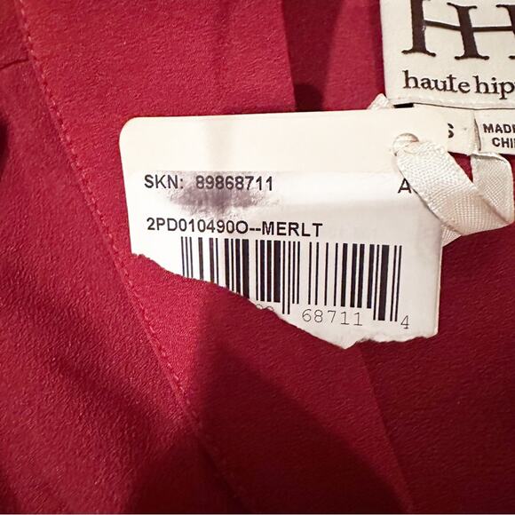 Haute Hippie Top Shirt Blouse statement Balloon Sleeve NWT NEW maroon boho Small - Picture 8 of 15